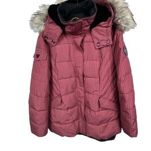 EUC/NWOT Chillx Below Zero Canadian Winter Coat Red Puffy Cozy Fur Trim Hood XXL